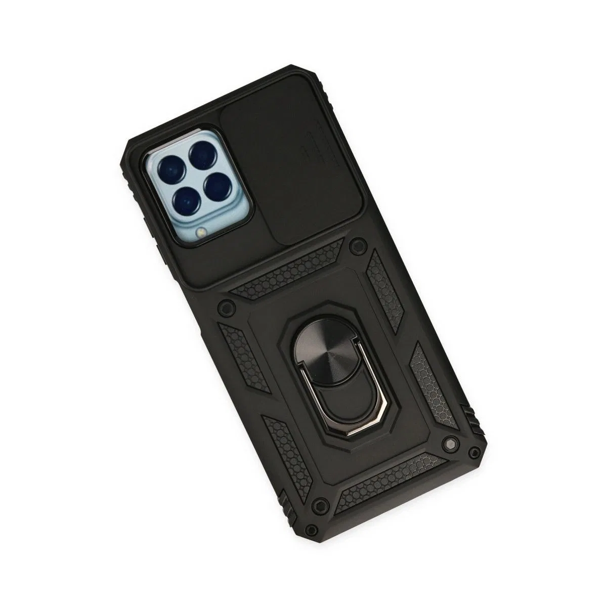 Samsung Galaxy M33 Kılıf Pars Lens Yüzüklü Silikon - Siyah görsel 3