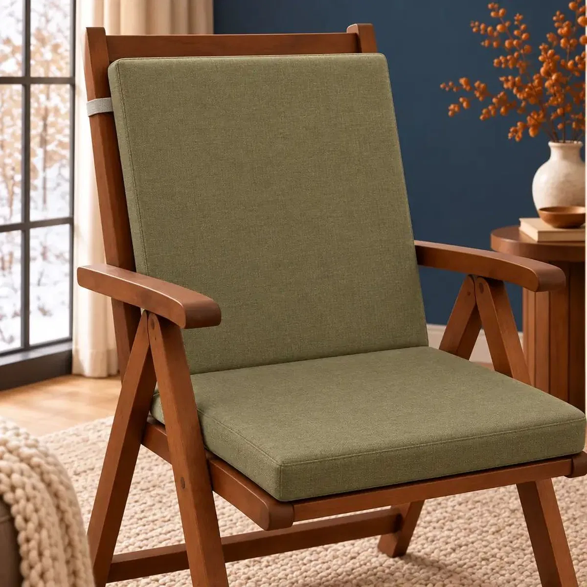 Tek Parça Sırtlıklı Sandalye Minderi · 80 × 40 × 4 cm · Haki · 80 × 40 × 4 cm görsel 2