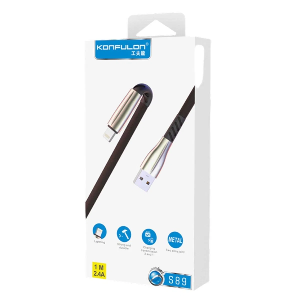 S89 Metal Uçlu Lightning Kablo İphone Uyumlu 1m 2. 4a - Kırmızı görsel 2