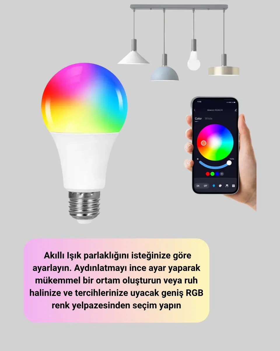 Kumanda Destekli Çok Renkli Akıllı LED Ampul Yeni Nesil görsel 5