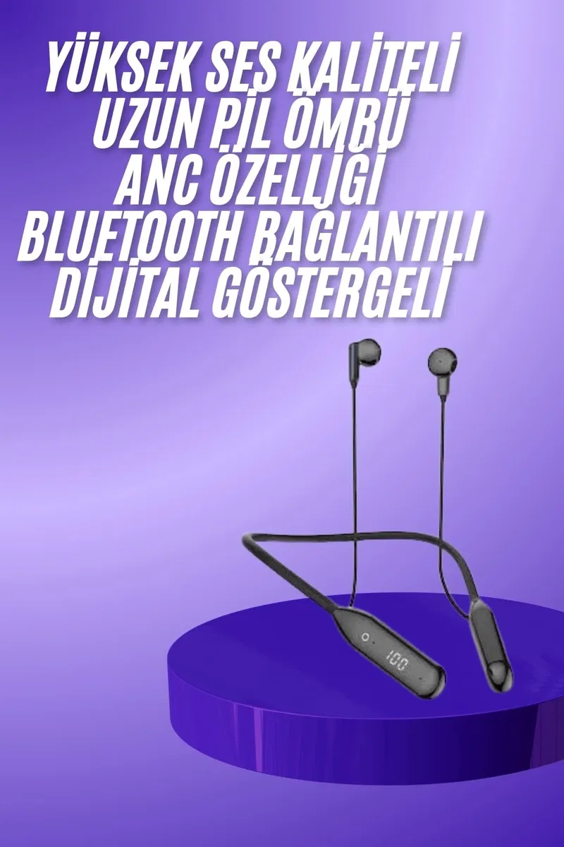 Boyun Bantlı Kablolu Yüksek Ses Kaliteli Bluetooth Kulaklık Uzun Pil Ömrü 100 saat sarj görsel 2