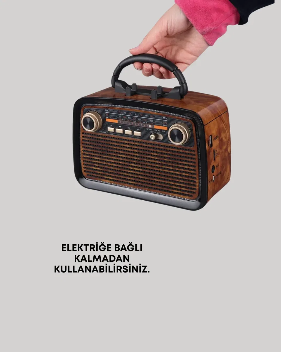 Taşınabilir Bluetooth Hoparlör – Modern Teknoloji ile Nostaljik Radyo Deneyimi, FM/AM Fonksiyonu görsel 5