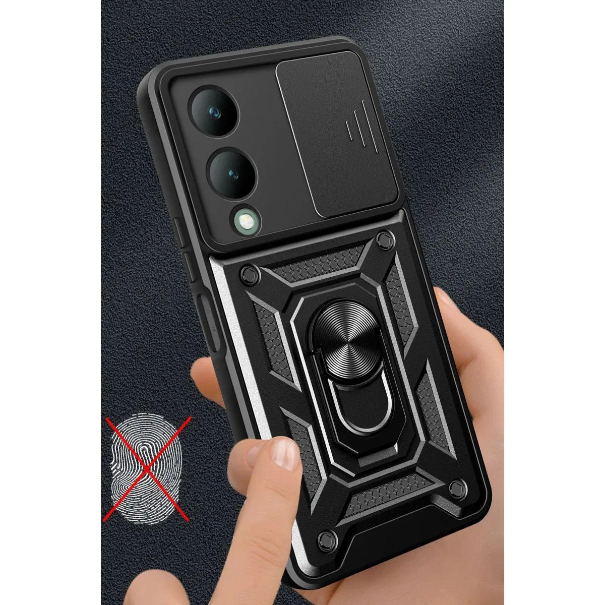 Vivo Y17s Kılıf Pars Lens Yüzüklü Silikon - Gümüş görsel 2