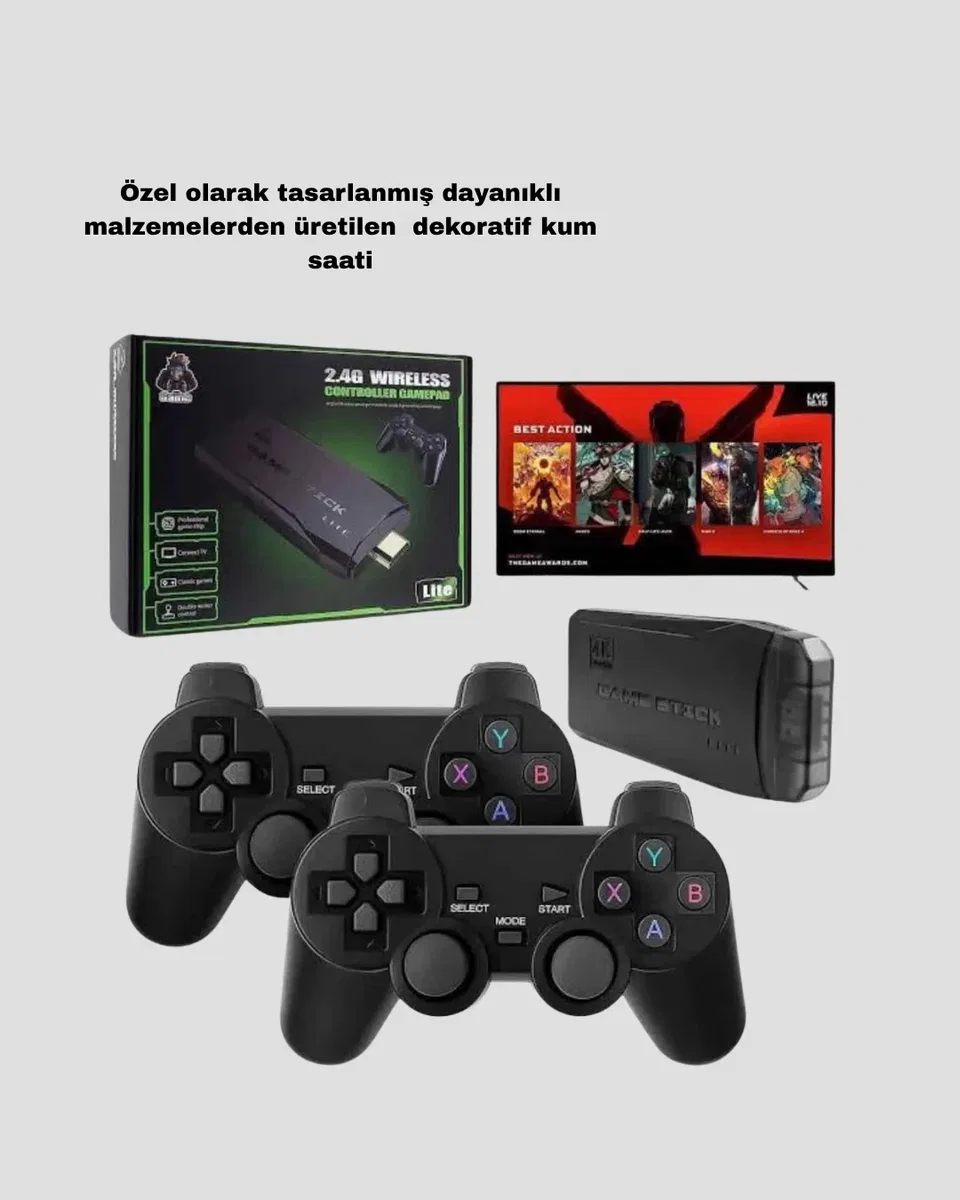 20000 Oyunlu 4K Retro Game Stick – Kablosuz Çift Kollu Atari Konsolu görsel 3