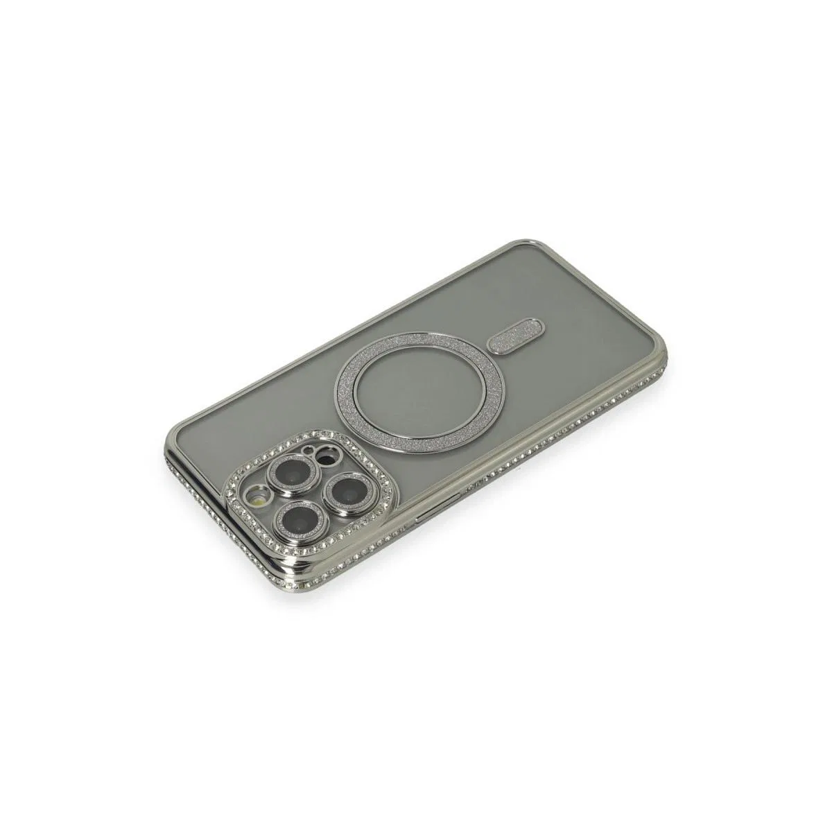 Apple İphone 15 Pro Kılıf Joke Simli Magneticsafe Kılıf - Gri görsel 2