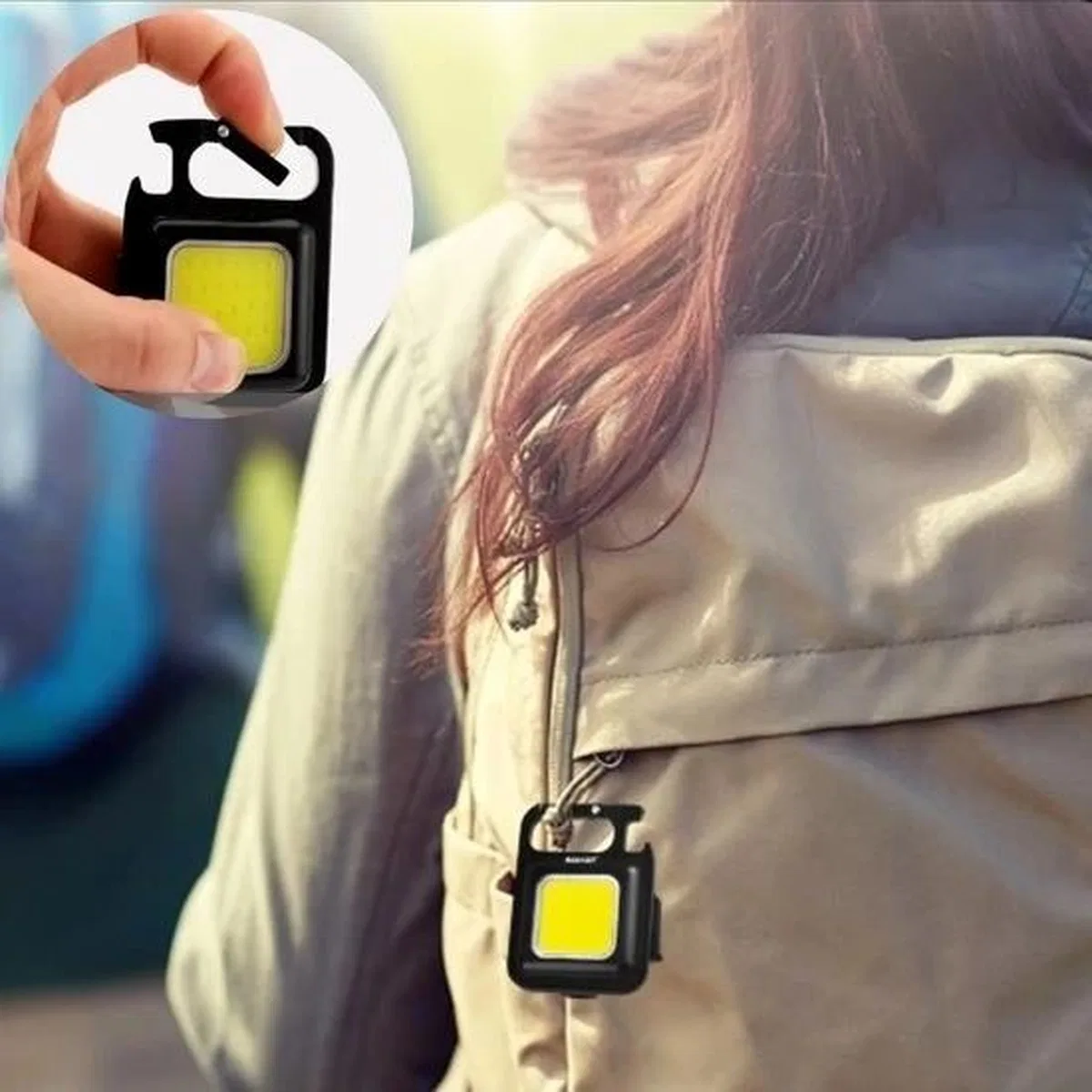 Mini 30 Ledli Mıknatıslı Anahtarlık Flash Kamp Lambası Askılı Kapak Açacaklı Şarjlı Fener görsel 4