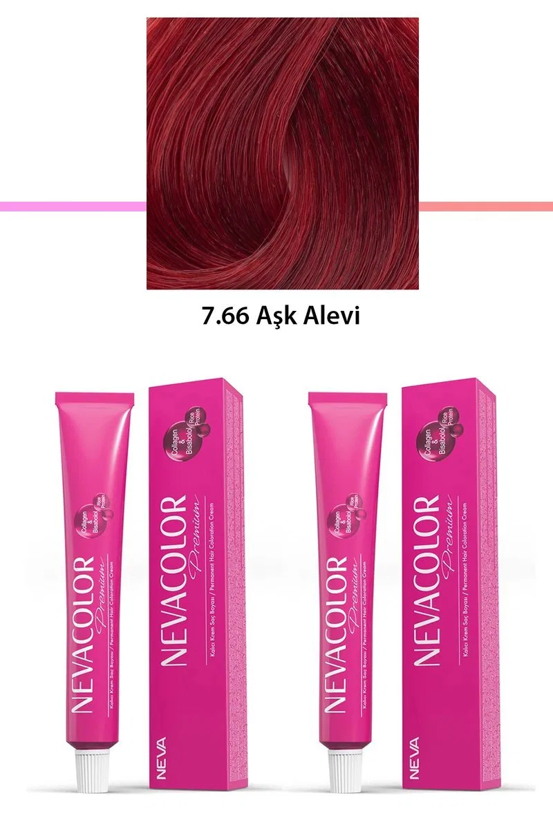 2 li Set Premium 7. 66 Aşk Alevi - Kalıcı Krem Saç Boyası 2 X 50 g Tüp
