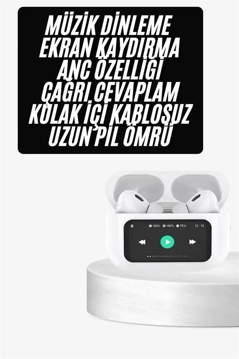 Dokunmatik Ekranlı ANC/ENC Yeni Nesil Pro Bluetooth Kulaklık Dokunmatik Ekran Yeni Nesil görsel 2