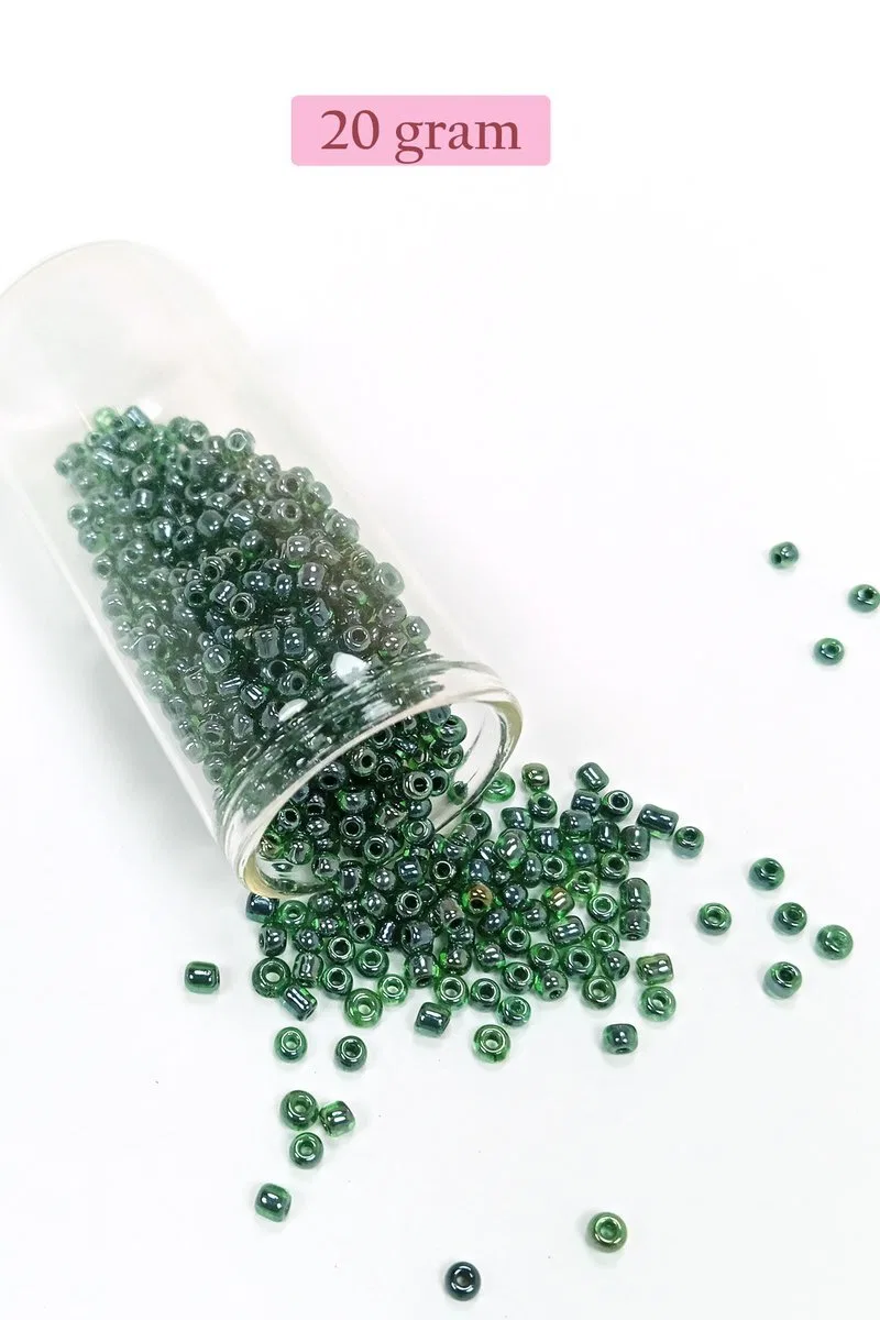Dökme Cam Kum Boncuk (8/0) 3 mm - 20 Gram - Parlak Yeşil - BNC162