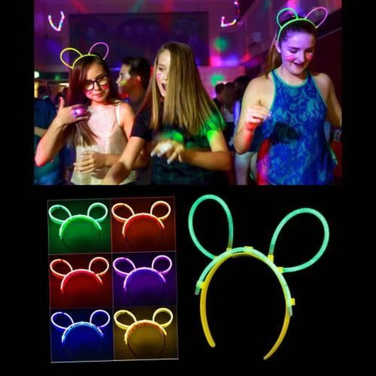 Glow Taç Fosforlu Taç Karışık Renk 12 Adet görsel 2
