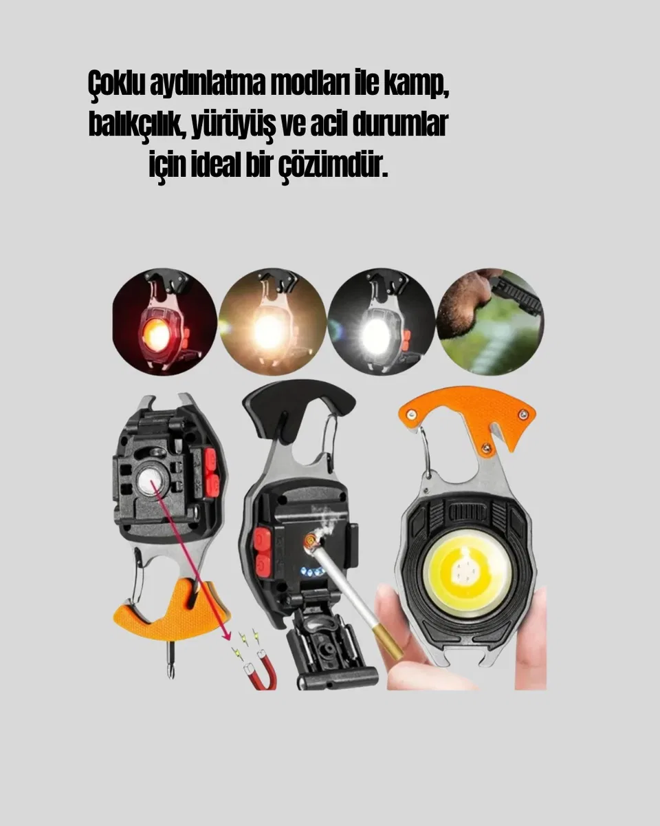 Çok Modlu LED Işıklı Pratik Anahtarlık görsel 5