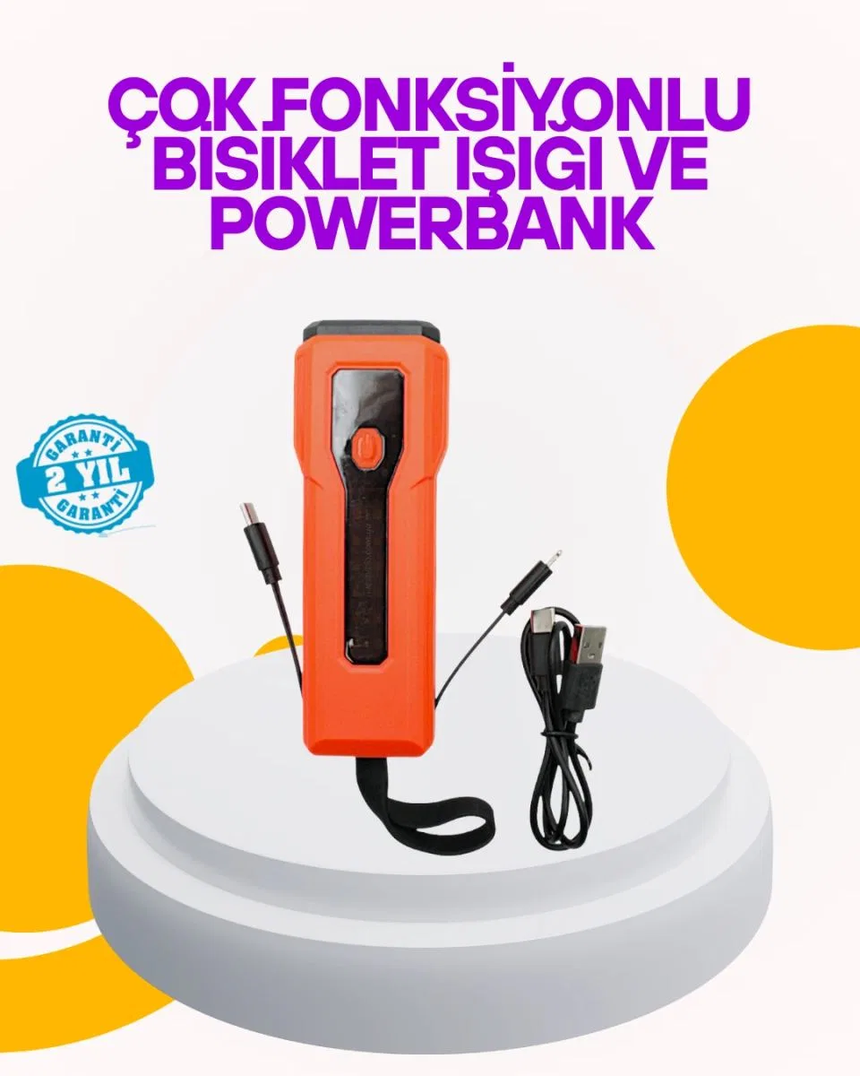 Su Geçirmez Bisiklet Işığı 5000 Mah Powerbankli Ön Far