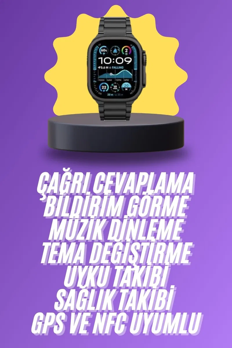 Ultra 3 Kordonlu Amoled Ekran Akıllı Saat Çok Fonksiyonlu Uyku ve Sağlık Takibi görsel 2