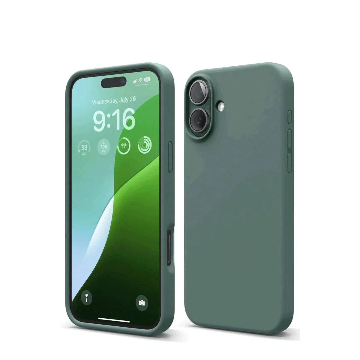 Apple İphone 16 Kılıf Nano İçi Kadife Silikon - Koyu Yeşil