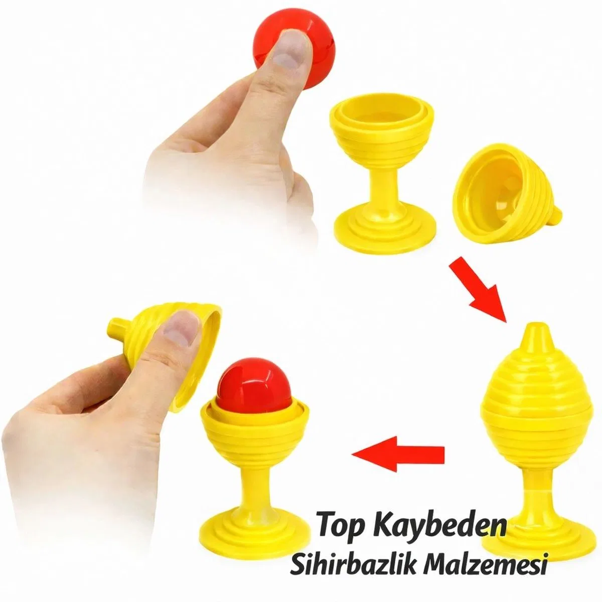 Sarı Renk Sihirli Kupa Top Kaybetme Oyunu 7 Cm görsel 2