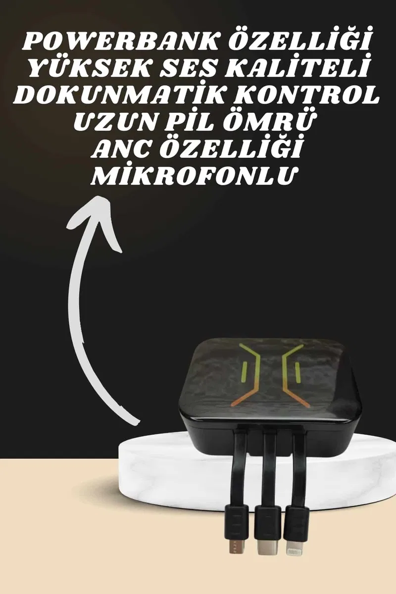 Powerbank Kulaklık ve 7 Kordonlu Akıllı Saat Çoklu Şarj Girişi Bluetooth Bağlantılı görsel 2
