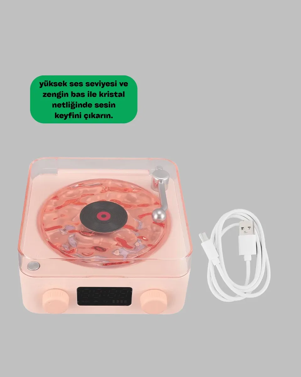 Retro Bluetooth Hoparlör – Kristal Ses, Gece Lambası, Saatli Tasarım Yeni Nesil görsel 2