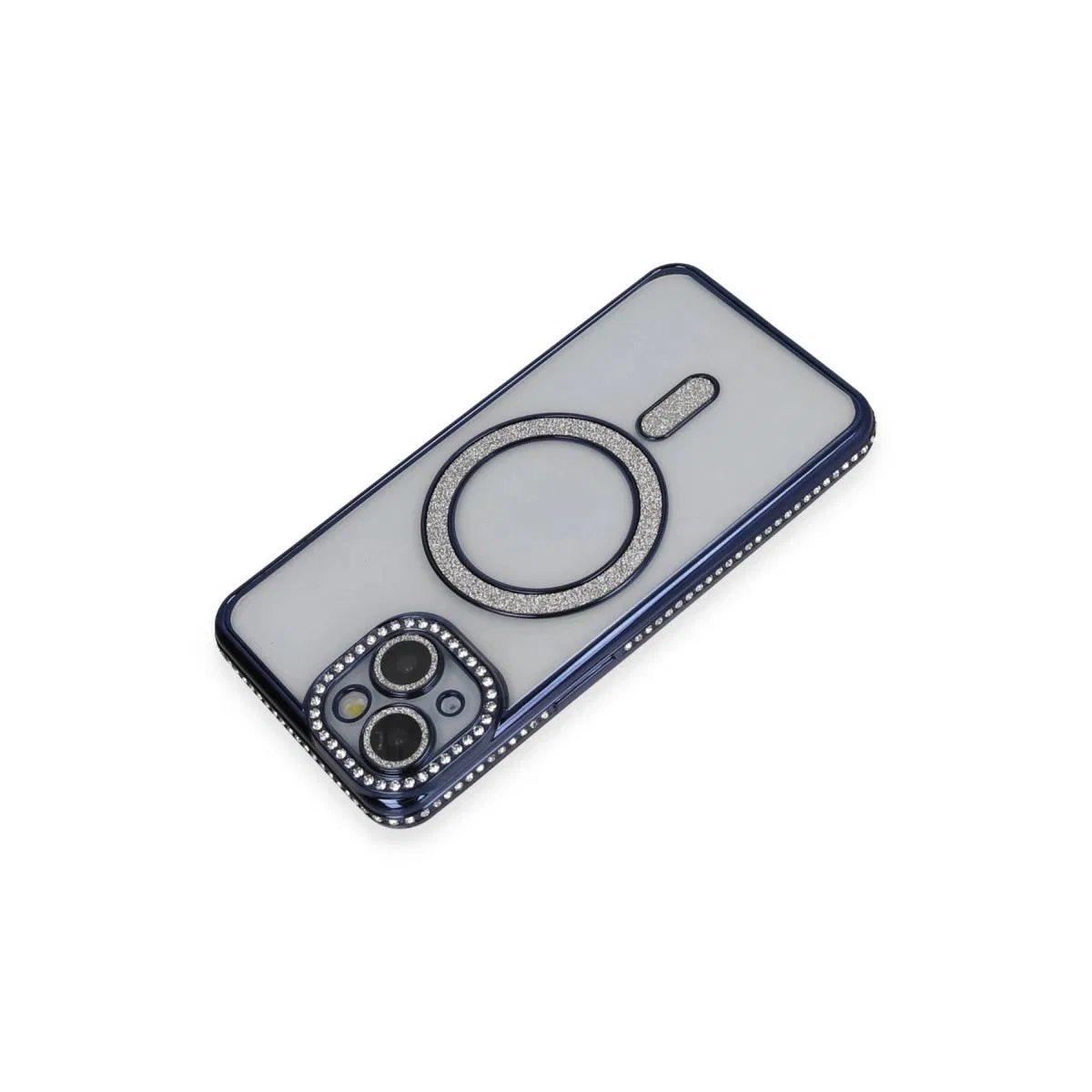 Apple İphone 14 Kılıf Joke Simli Magneticsafe Kılıf - Lacivert görsel 2