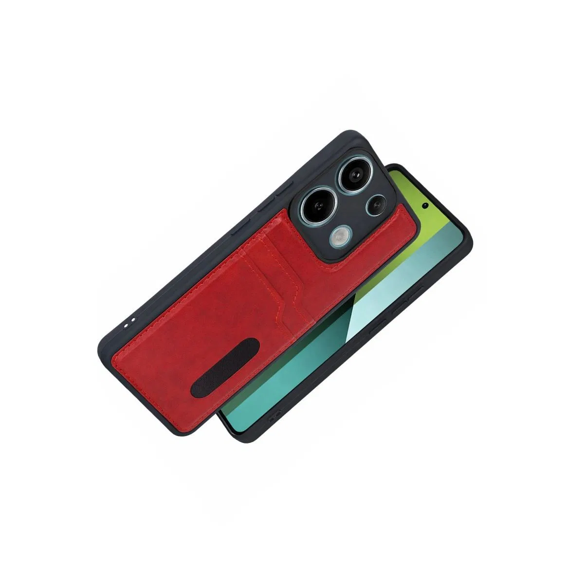 Xiaomi Redmi 15c 4g Sara Kartvizitli Deri Kılıf - Kırmızı görsel 2