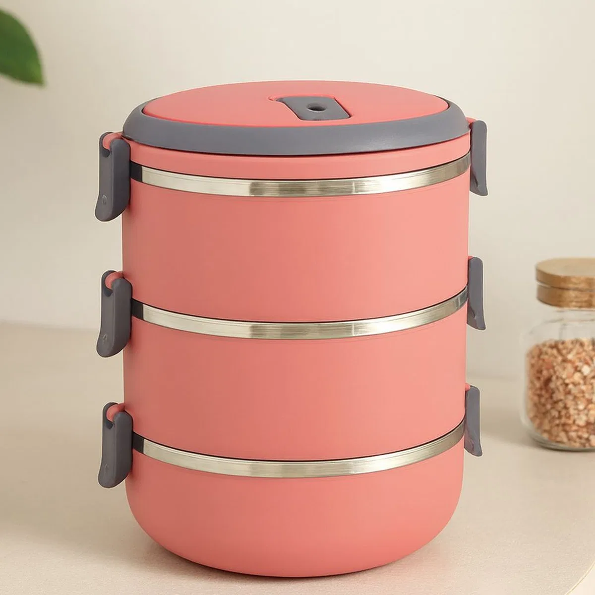 3'lü Sefer Tası Saklama Kabı 1. 8 L Koyu Pembe