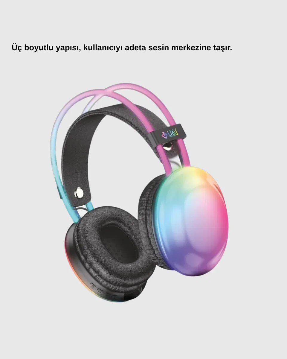 Ergonomik RGB Bluetooth Kulaklık 3D Ses Yeni Nesil görsel 4