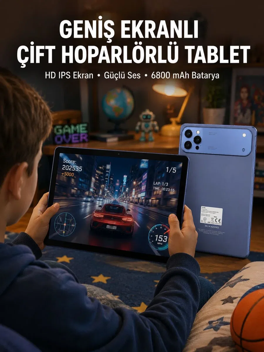10. 1 İnç Tablet 6800 mAh Batarya Çift Hoparlörlü Yeni Nesil