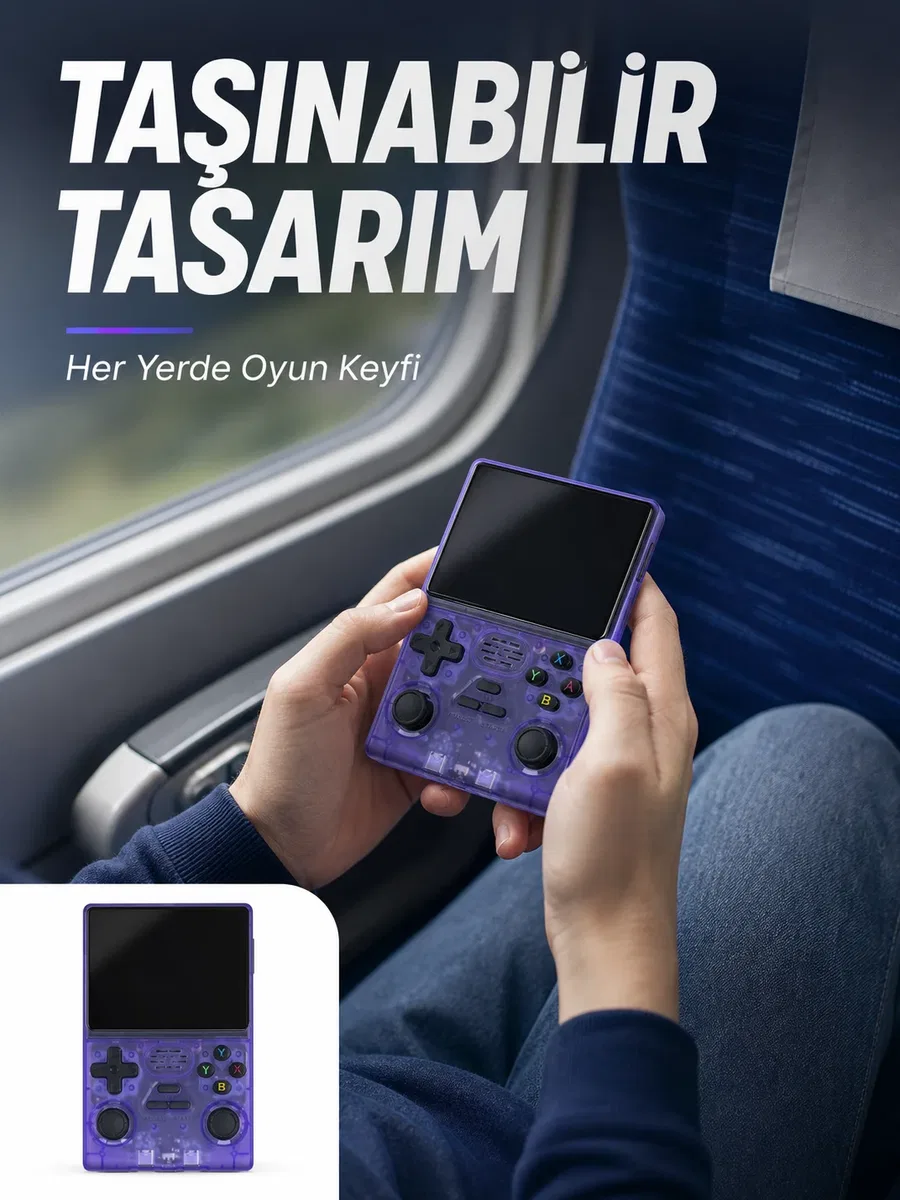 Kablosuz Kollu 3. 5 İnç IPS Ekranlı Retro El Oyun Konsolu