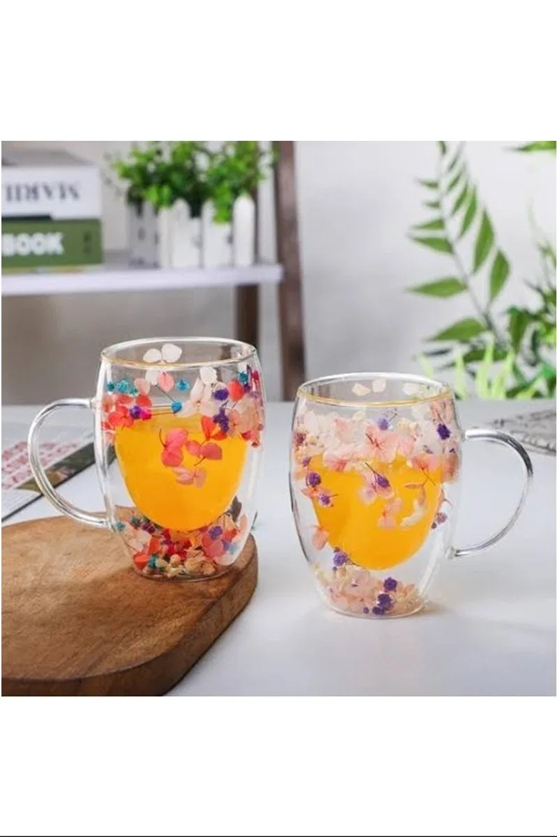 Organik Çiçekli Borosilikat Bardak 350 Ml. Royaleks-BRD-150 BH görsel 5