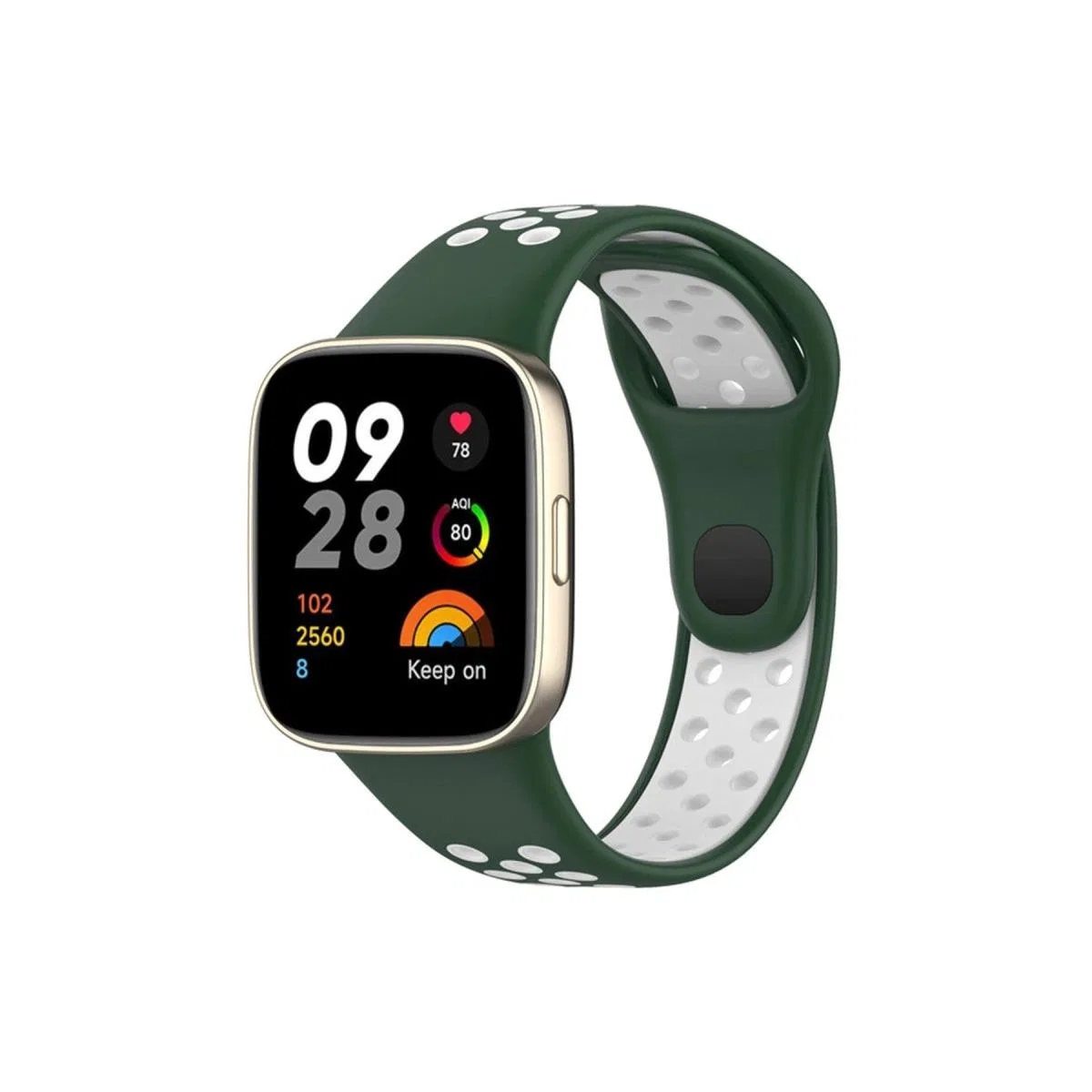 Xiaomi Redmi Watch 3 Spor Delikli Kordon (saat Değildir) - Haki Yeşil-beyaz