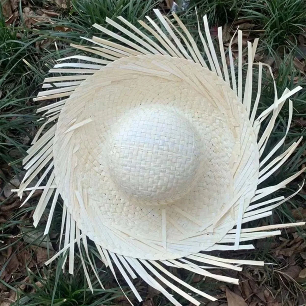 Tropikal Parti Beyaz Hasır Hawaii Şapkası 13x36 Cm görsel 2