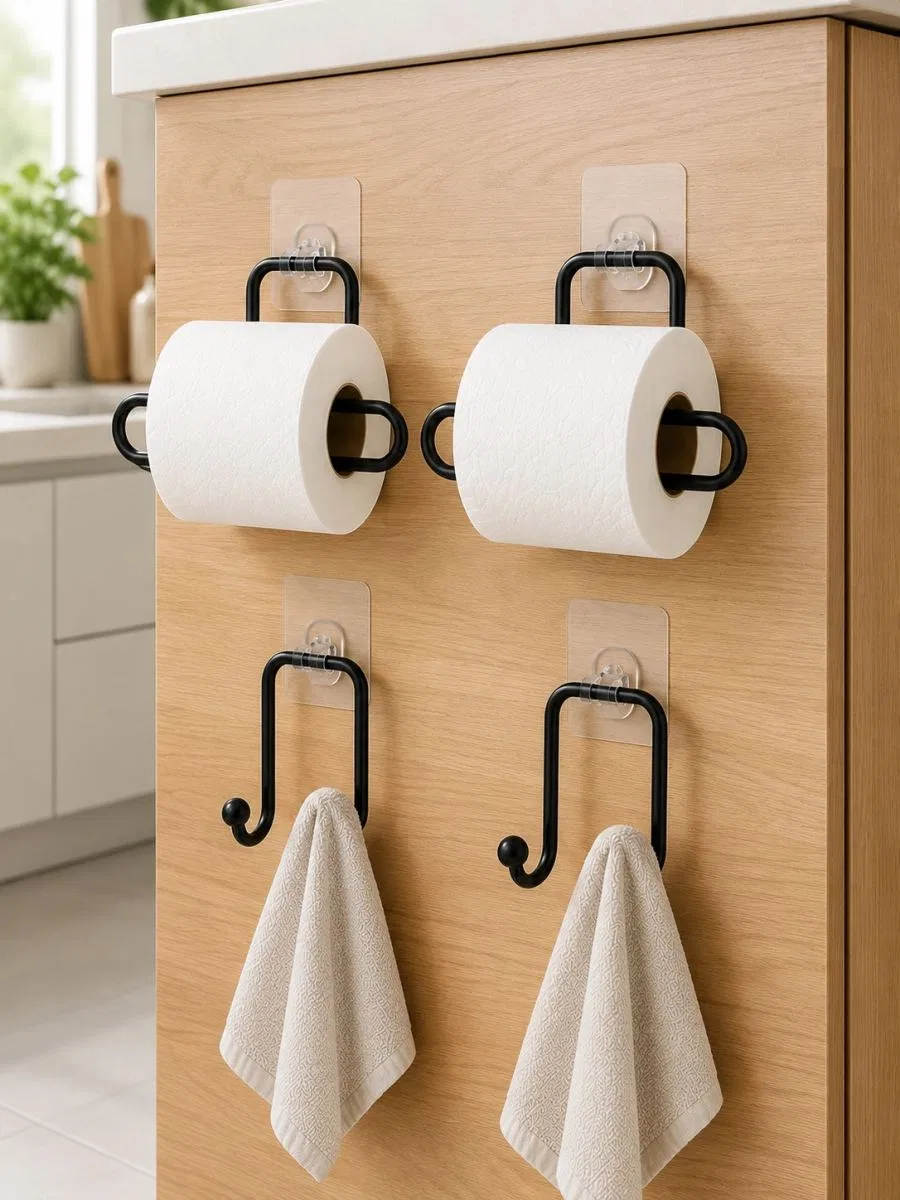 Banyo Ve Mutfak İçin 4 Parça Set 2 Adet Kağıtlık 2 Adet Havlu Askısı görsel 2