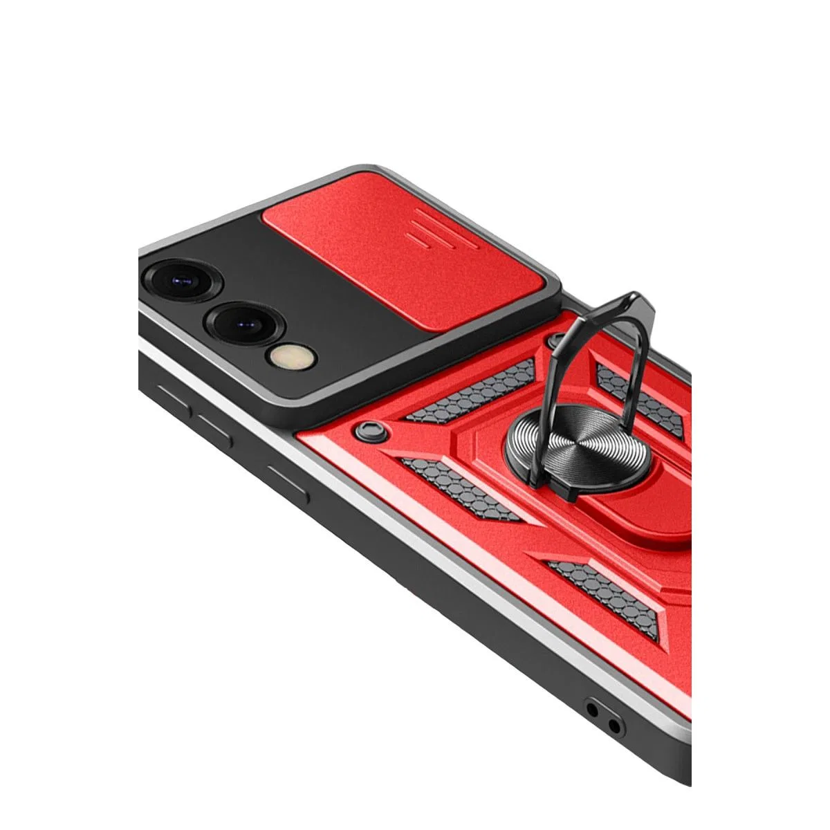 Samsung Galaxy S25 Edge Pars Lens Yüzüklü Silikon - Kırmızı görsel 4