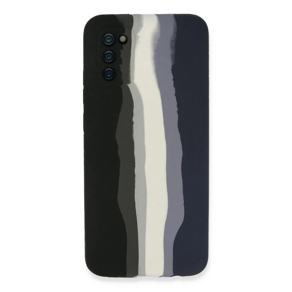 Samsung Galaxy A03s Kılıf Ebruli Lansman Silikon - Siyah-lacivert