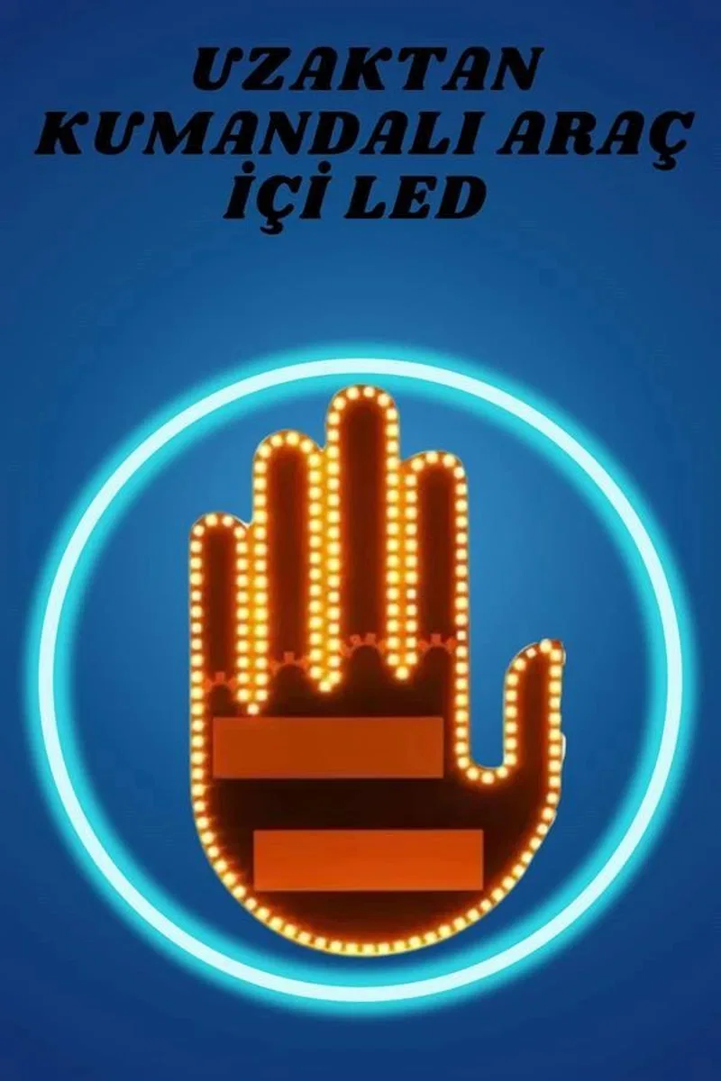 Pilli Led Işık Araç Camı İçin Uzaktan Kumandalı El Simgesi görsel 2