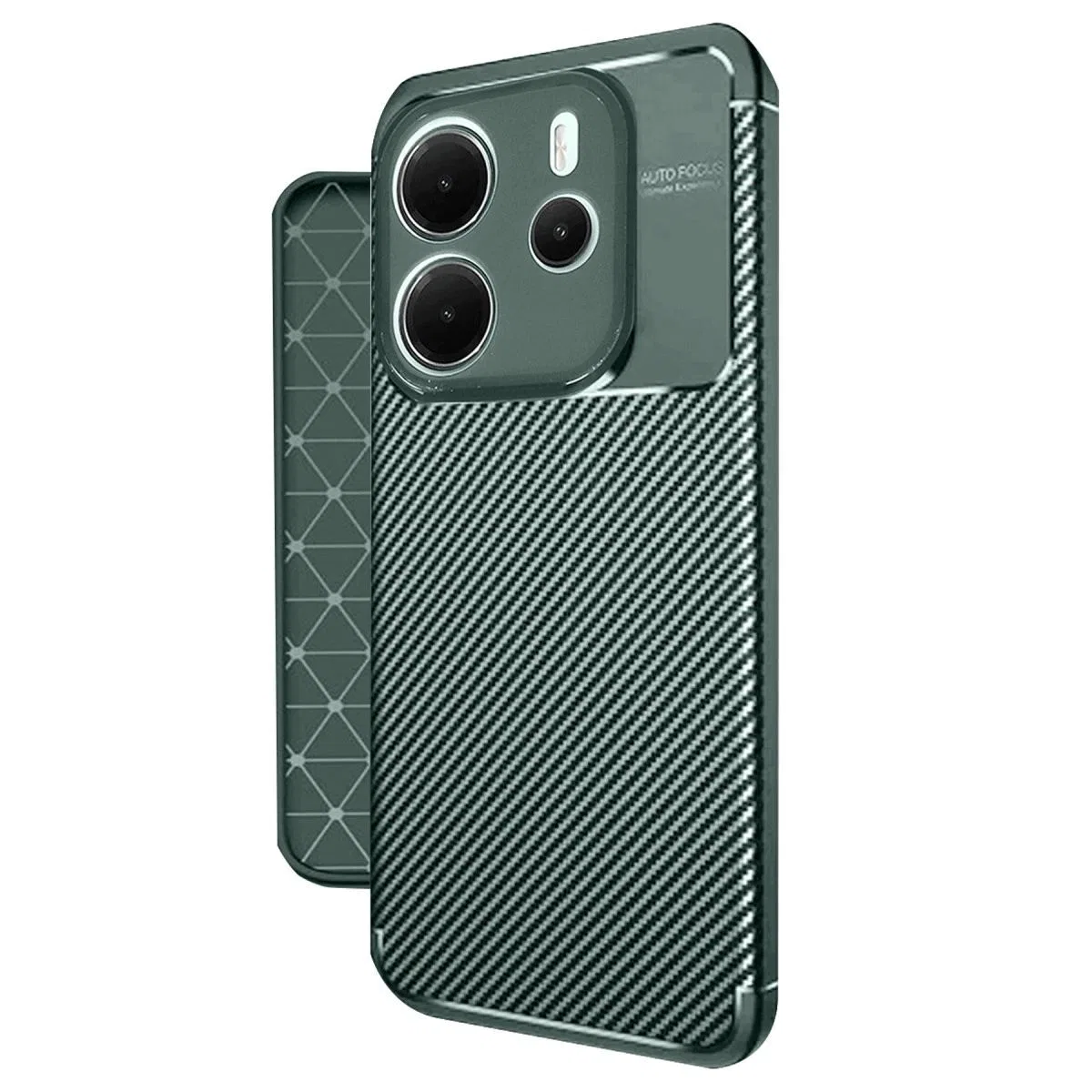 Xiaomi Redmi Note 14 4g Kılıf Auto Focus Karbon Kapak - Koyu Yeşil görsel 2