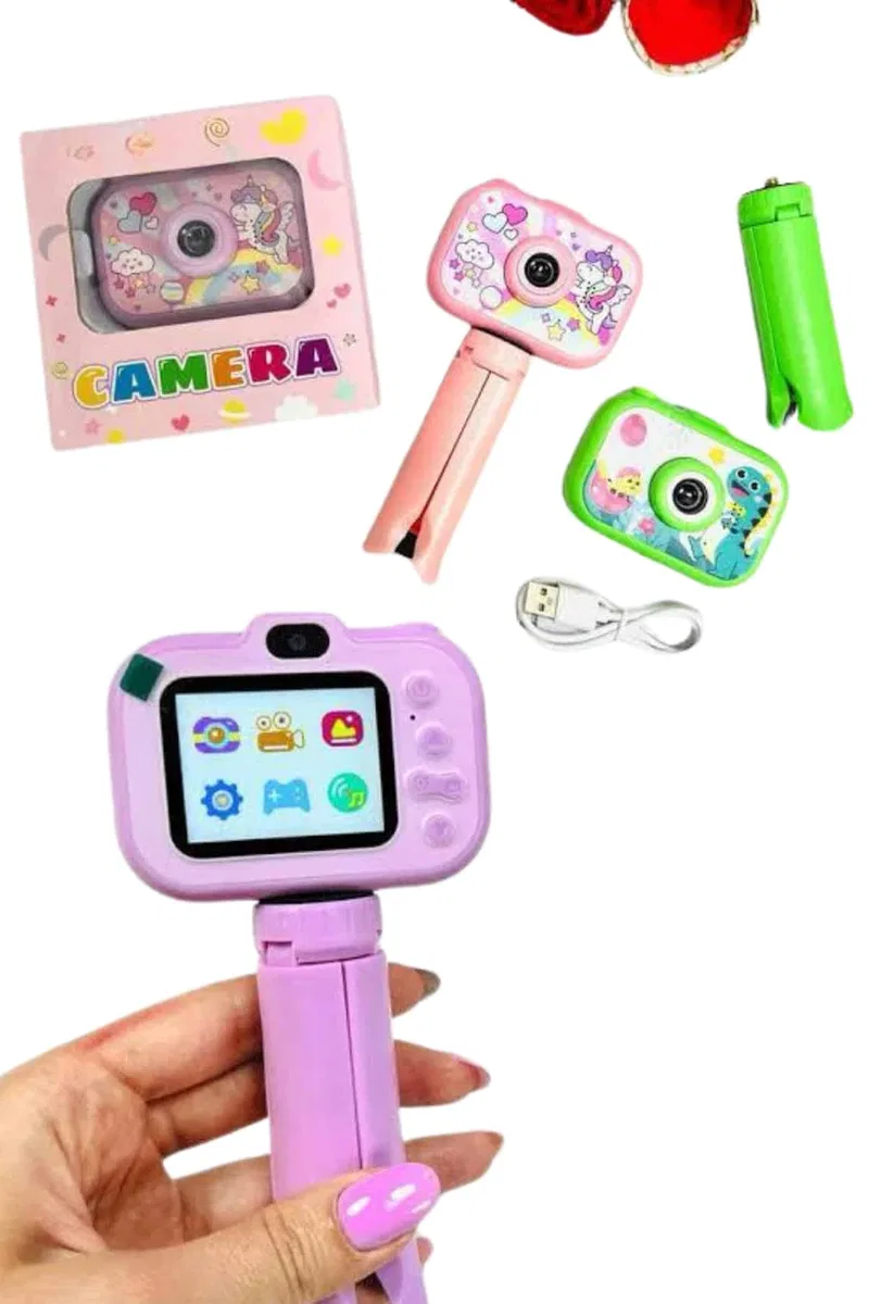 Çocuklara Özel Ayaklı Mini Fotoğraf Makinesi Dijital LCD Ekran görsel 5