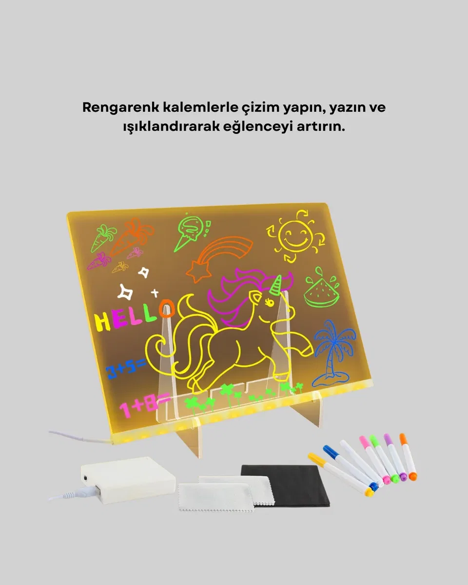 Çocuklar ve Yetişkinler İçin USB LED Işıklı Çizim Panosu görsel 2