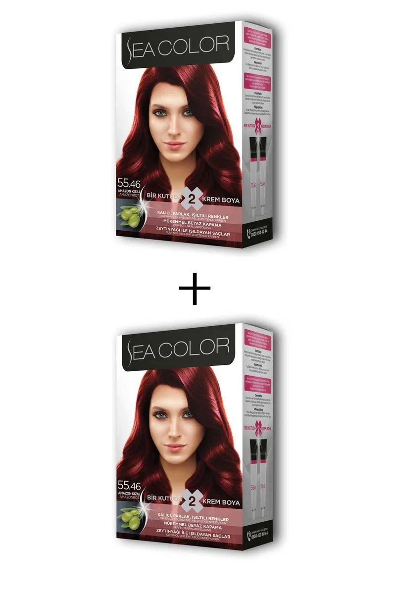 2X2 Tüp Krem Saç Boyası Seti Amazon Kızılı No: 55. 46