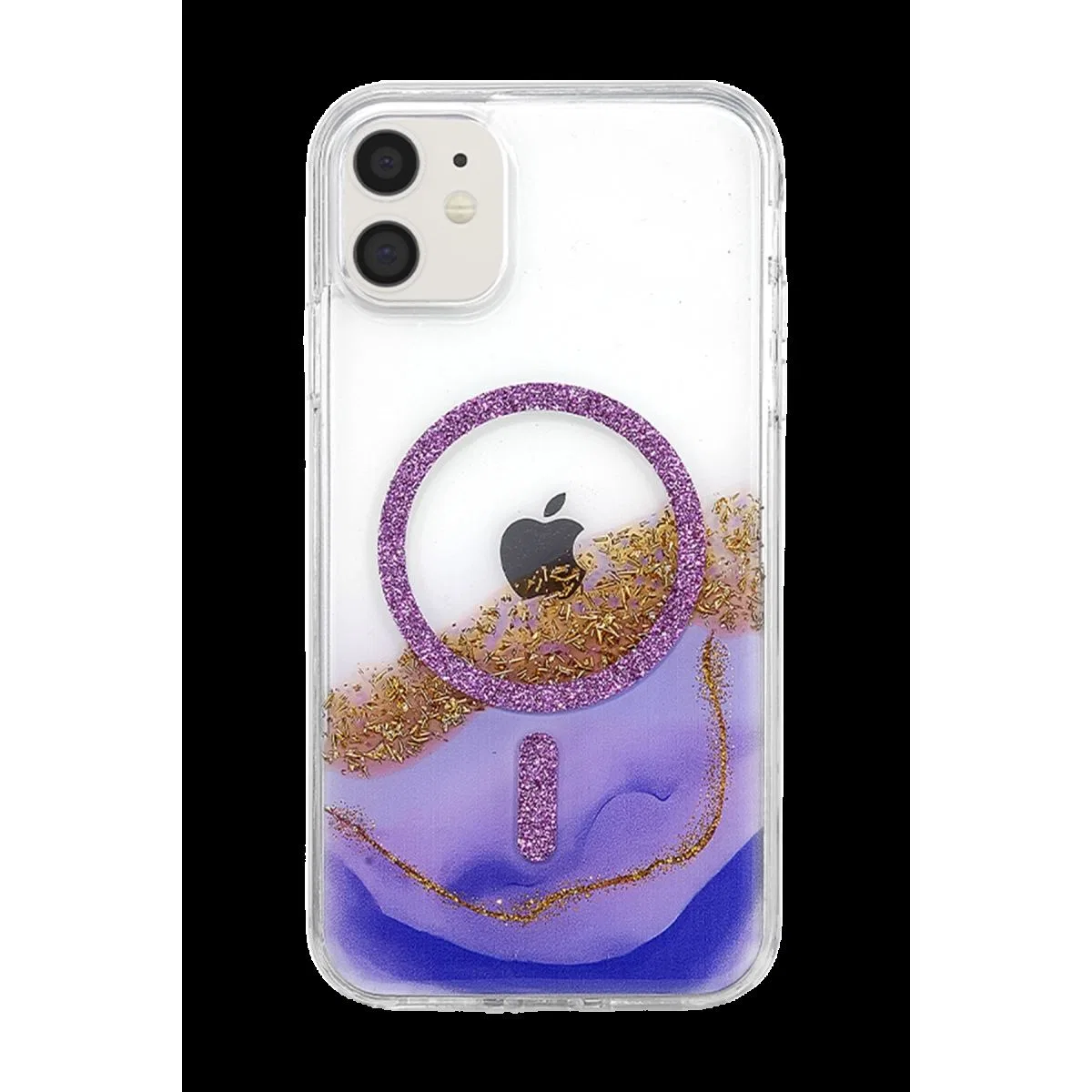 Onegif Apple İphone 11 Lotus Simli Magsafe Kapak - Mor görsel 3