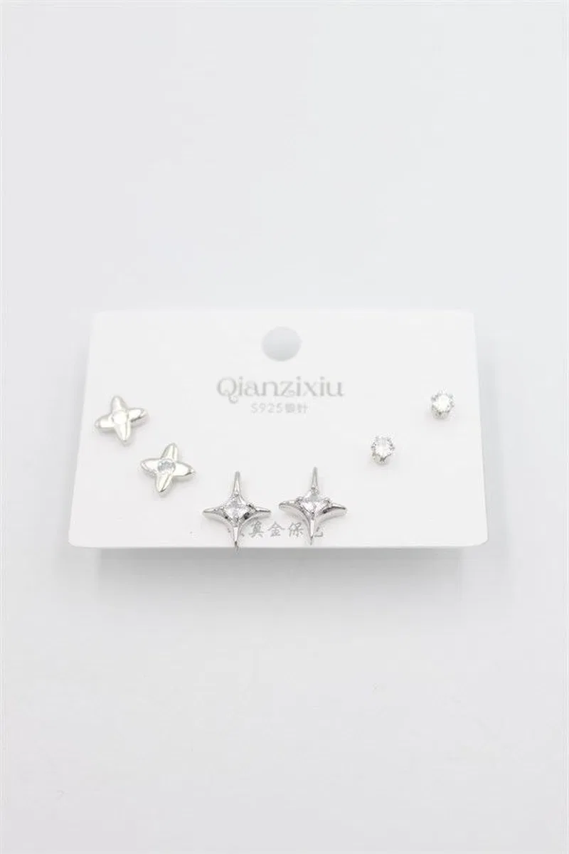 Çoklu Set Küpe - Gümüş görsel 2