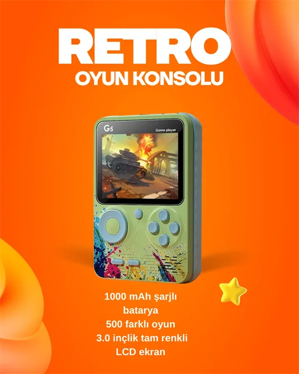 500 Oyun Hafızalı G5 Game Box – Renkli LCD Ekranlı görsel 2