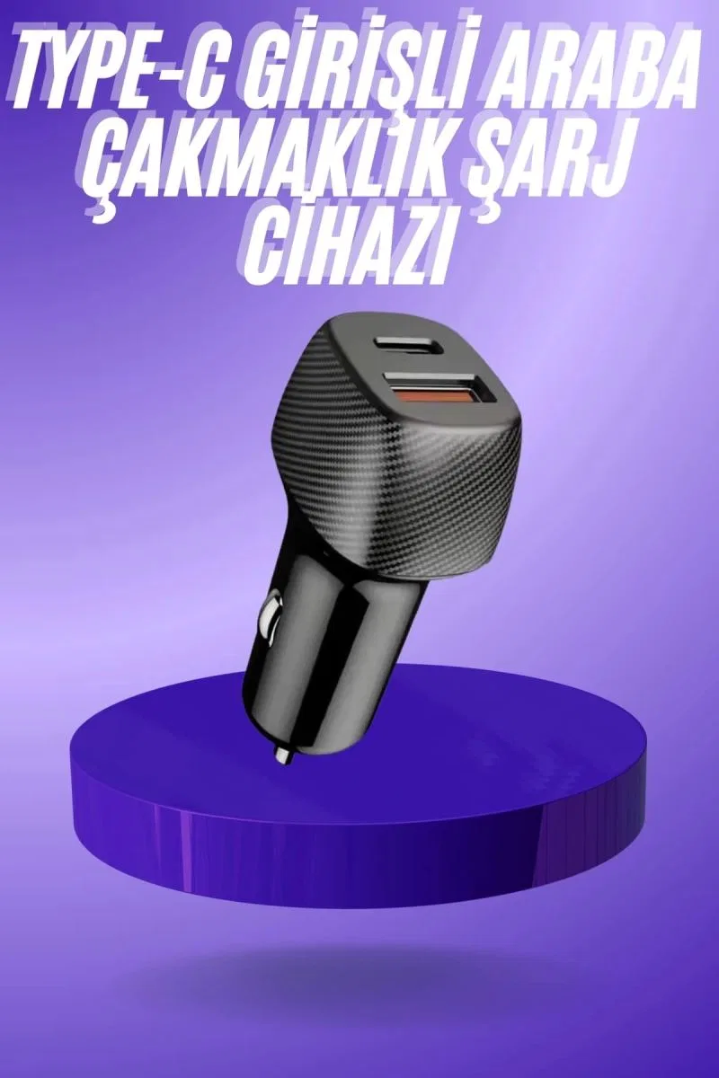 38w Usb Type-c Girişli Oto Çakmaklık Araç İçi Hızlı Şarj Çakmaklık Şarj Aleti