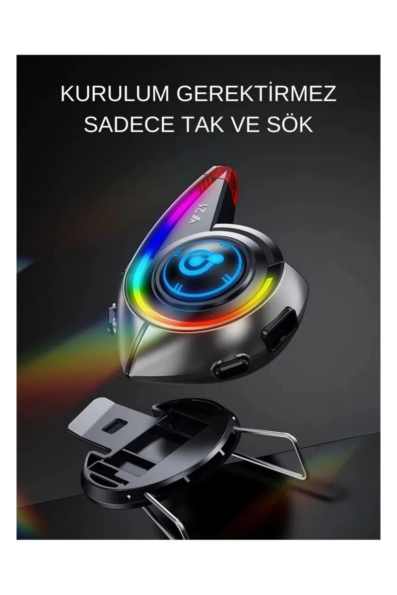 Y21 Rgb Işık Efektli Intercom Bluetooth Motosiklet Kask Kulaklığı Intercom Kulaklık görsel 6