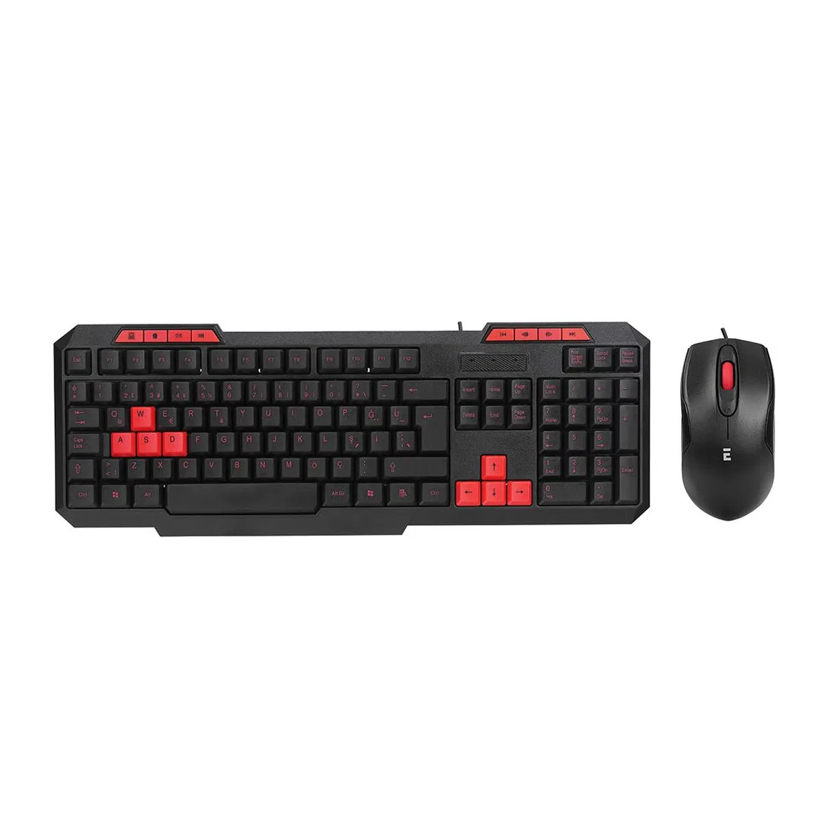 USB Kablolu Klavye Mouse Set - Kırmızı Tuşlu Q Klavye 1600 DPI görsel 2