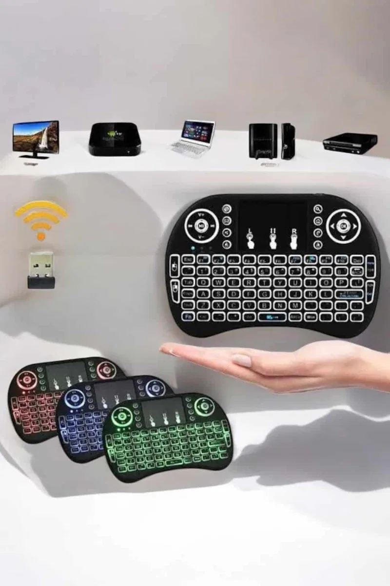 TV Uyumlu Mini Klavye Q Klavye Işıklı Tüm Cihazlara Uyumlu görsel 3
