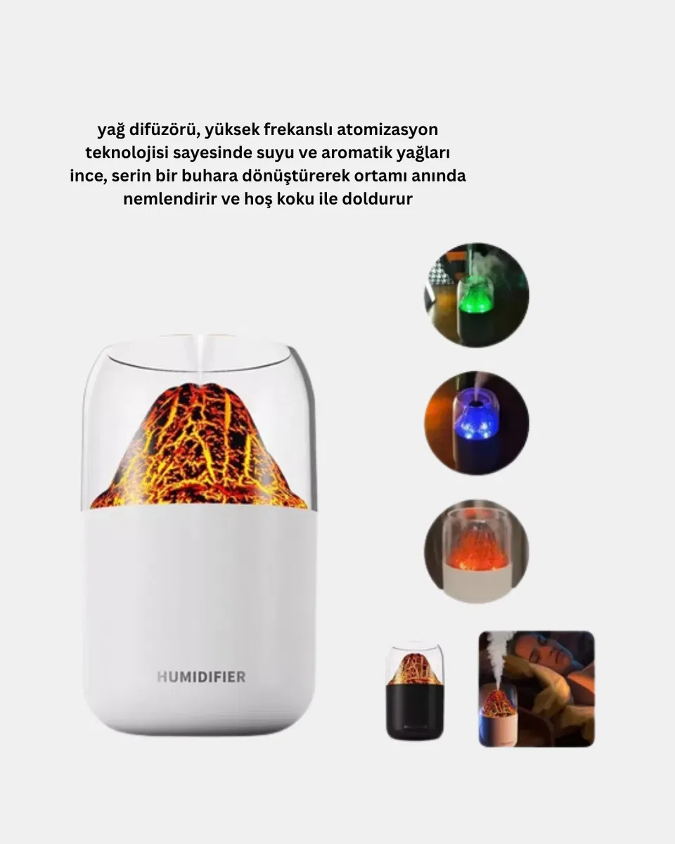 Ultrasonik Alev Efektli Aromaterapi Difüzörü USB Şarjlı ve Otomatik Kapanma Özellikli görsel 5