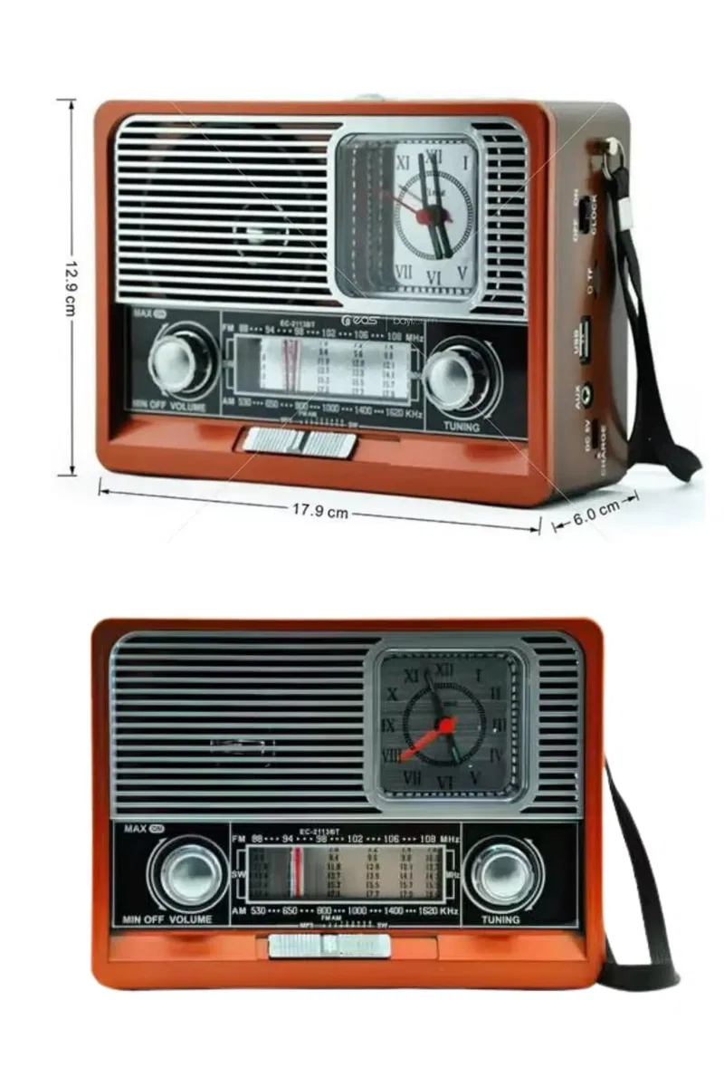 Nostaljik Vintage Radyo Taşınabilir Bluetooth Bağlantılı Hoparlör Radyo görsel 3