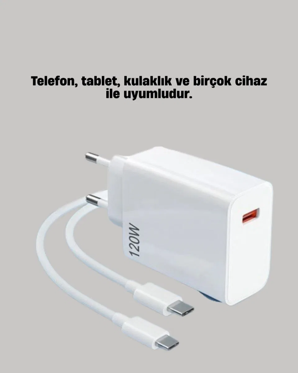 120w Mi Turbo Destekli Hızlı Şarj Cihazı Type-c Uyumlu Akım Korumalı görsel 2