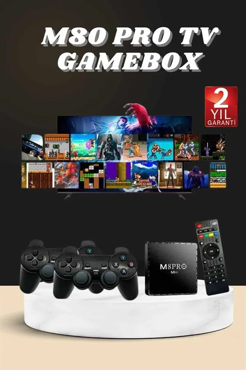 Android Tv Box 2. 4g 10k Ultra Hd 2gb Ram 64gb Hafıza 10000 Retro Oyunlu Konsol Game Stick M8 Pro görsel 2