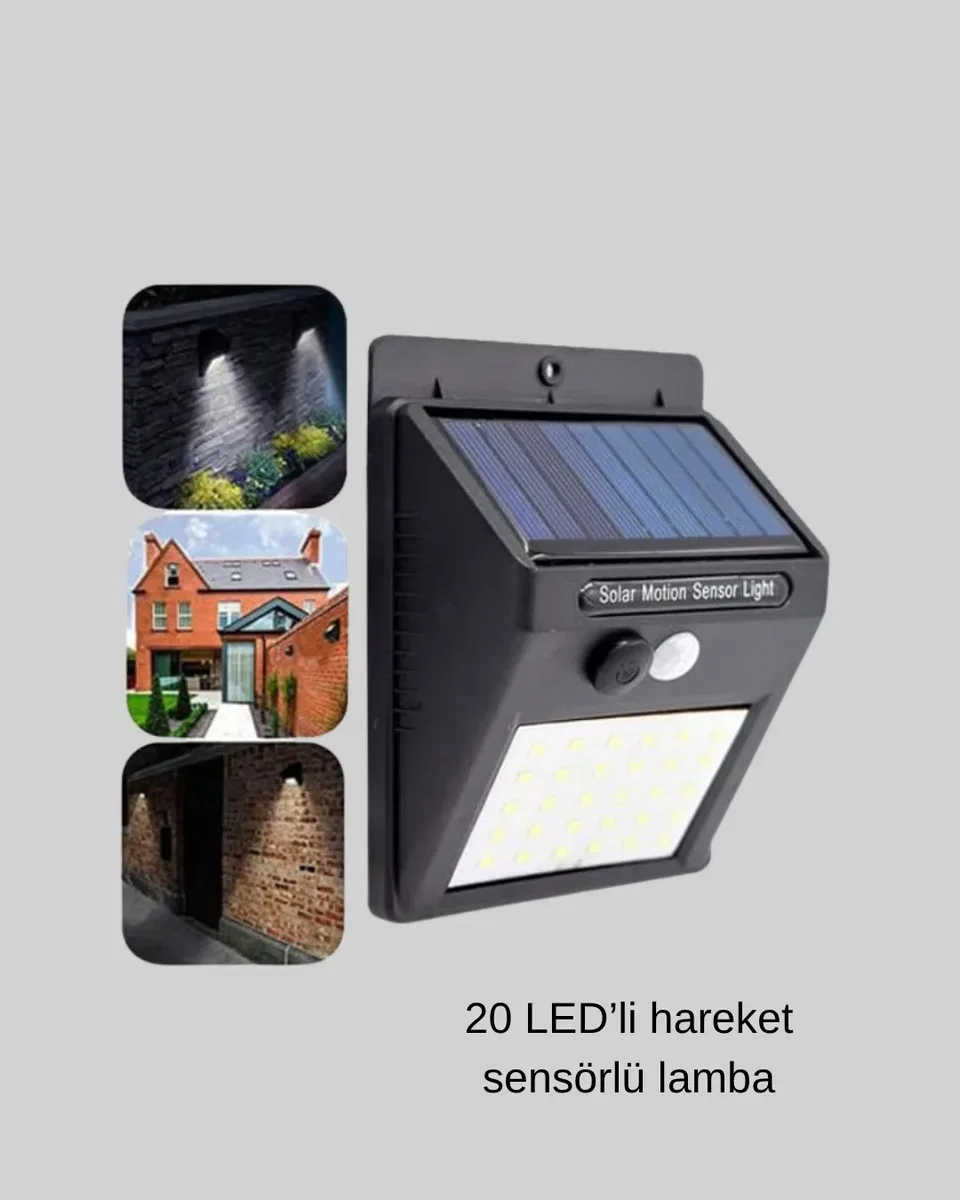 Solar Güçlü LED Dış Mekan Lambası – Güneş Enerjisiyle Şarj Olan Sensörlü Bahçe Işığı görsel 2